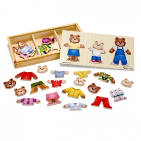 Melissa and Doug Дървени мечета с дрехи