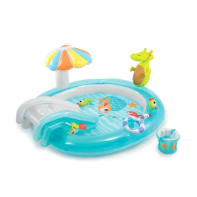 Intex Gator - Надуваем център за игра с пързалка Крокодил, 203х173х89см.