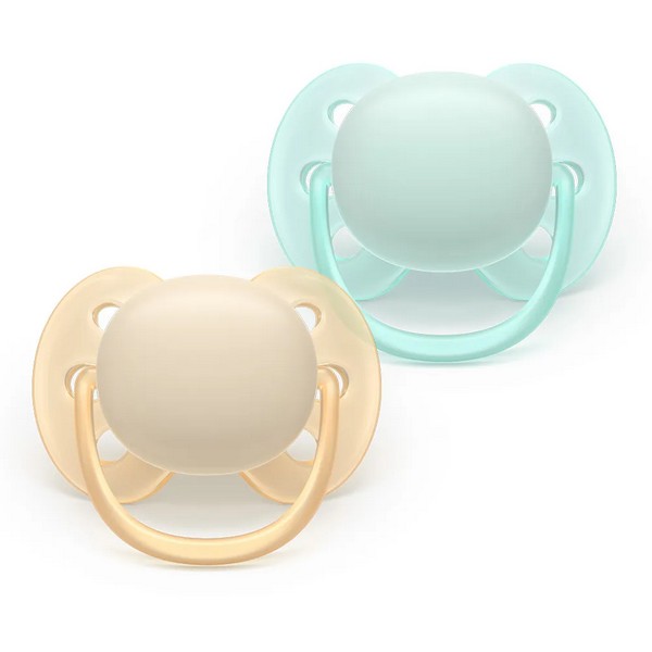Продукт Philips AVENT Ultra Soft - Комплект от 2 броя ортодонтични силиконови залъгалки, в кутия за стерилизиране, plant-based - 0 - BG Hlapeta