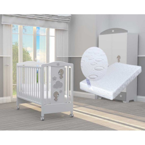 Bambino Casa Giochi divertenti cot bianco - Бебешко легло + ПОДАРЪК матрак Primavera Baby