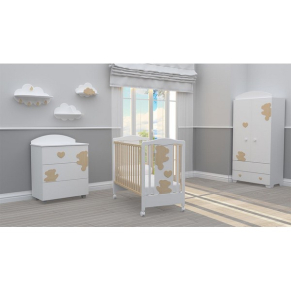 BAMBINO CASA Amore naturale - Комплект 3ч. бебешко легло + скрин + гардероб с пуш механизми BAMBINO CASA Amore naturale - Комплект 3ч. бебешко легло + скрин + гардероб с пуш механизми