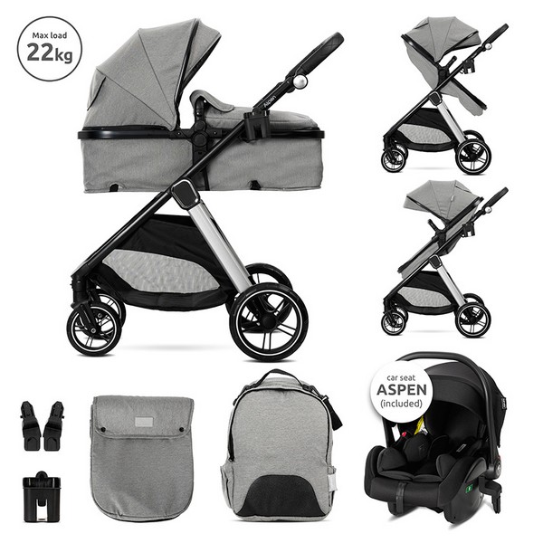 Lorelli ASPEN - Детска количка 3в1 с трансформираща седалка