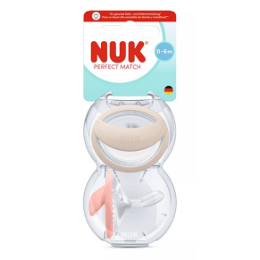 NUK Perfect Match Mommy Feel - Биберон залъгалка, силикон 0-6 мес., 2 бр,  + кутийка за съхранение и стерилизация в микровълнова