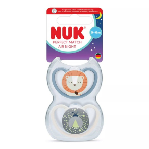 NUK Perfect Match AIR Night - Bиберон залъгалка, силикон 0-6мес. 2бр.