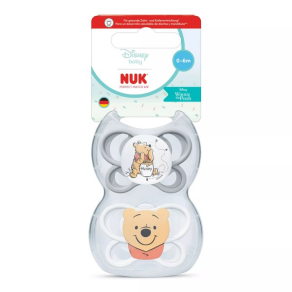 NUK Perfect Match AIR - биберон-залъгалка, силикон 0-6 мес., 2 бр. Мечо Пух