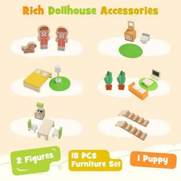 Продукт Costway Modern Family - Дървена къща за кукли - 0 - BG Hlapeta