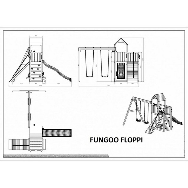 Продукт Fungoo FLOPPI дървена детска площадка с пързалка и люлки - 0 - BG Hlapeta