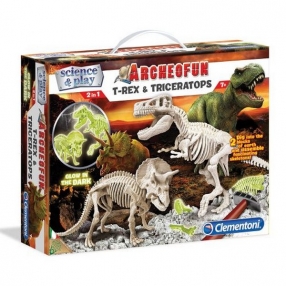CLEMENTONI Science Play - Скелет T-Rex and Triceratops светещ 