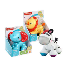 Fisher Price - Играчка „ходещи“ животни, слонче, лъвче, зебра - асортимент