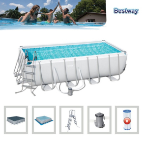 Bestway Power Steel - надземен басейн с рамка правоъгълен 488 cm x 244 cm x 122 cm	