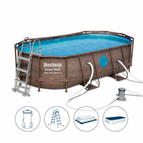 Bestway - Сглобяем басейн с помпа овален 427 cm x 250 cm x 100 cm 