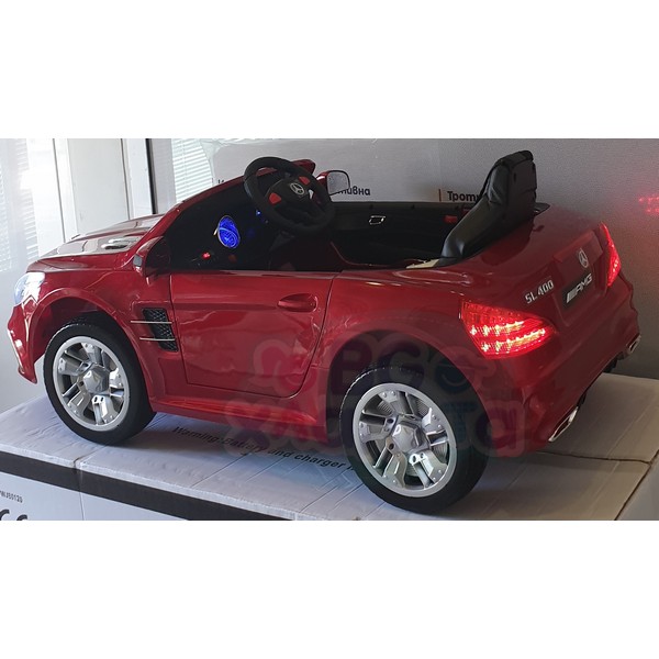 Продукт Акумулаторна кола Mercedes SL400, 12V с меки гуми и кожена седалка  - 0 - BG Hlapeta