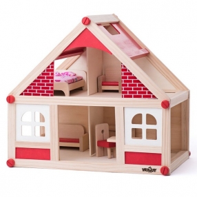 Woody Яна - Дървена къща, с аксесоари и две кукли