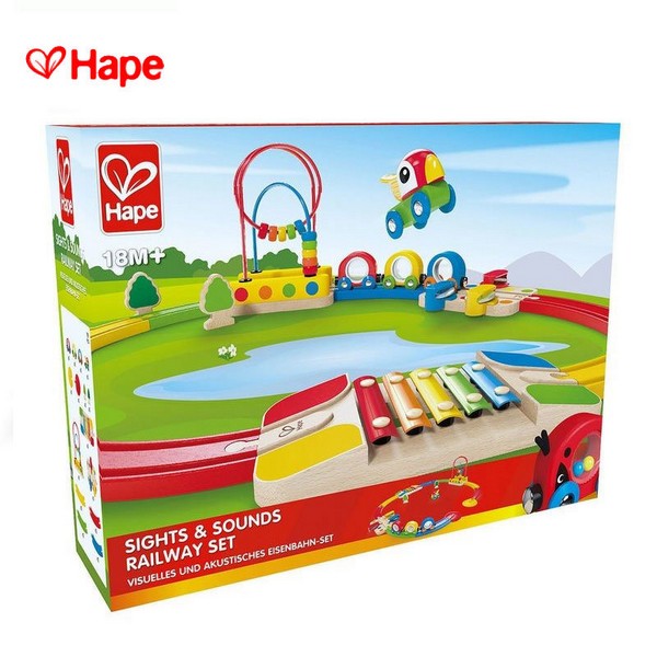 Продукт Hape - Дървена Жп линия със звуци и гледки  - 0 - BG Hlapeta