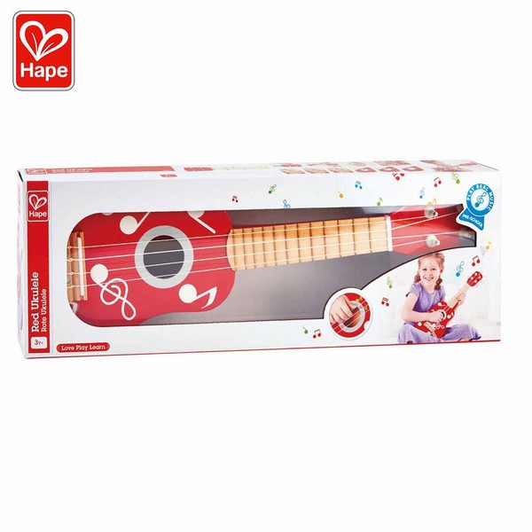 Продукт Hape Red Ukulele - Детска дървена китара 54см  - 0 - BG Hlapeta