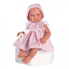Asi - Кукла-бебе Мария с розова рокля на бели точки