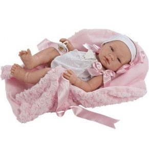 Asi - Кукла-бебе Мария с бяло гащеризонче и розово одеяло