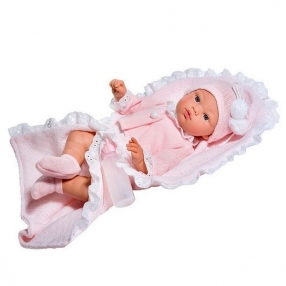 Asi - Кукла бебе Коке с розова жилетка и одеалце