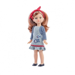 Paola Reina Mini Amigas Паола - Мини кукла в сива рокличка и синьо жакетче 21 см.