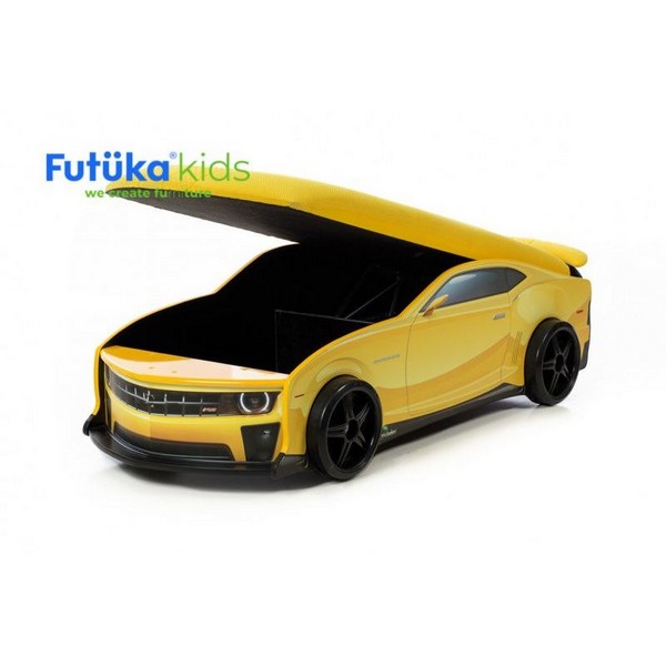 Продукт Futuka Kids UNO - Легло Камаро с матрак Флок-Алкантара +дънно осветление +светещи фарове  и мек спойлер 192/ 80/ 56 см. - 0 - BG Hlapeta