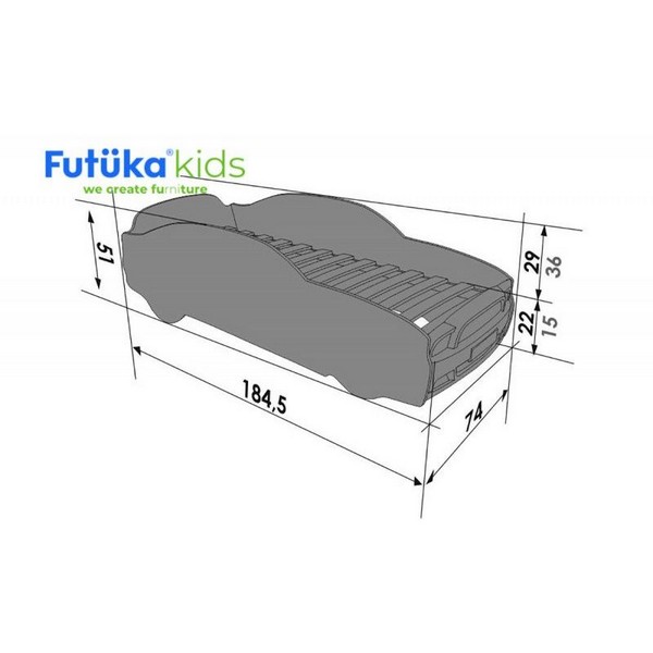 Продукт Futuka kids MG PLUS - Легло 184.5/ 74/ 50.7 +дънно осветление + светещи фарове - 0 - BG Hlapeta