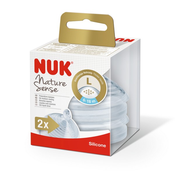 Продукт NUK NATURE SENSE - биберон за храна силикон 6-18м L, 2бр. - 0 - BG Hlapeta