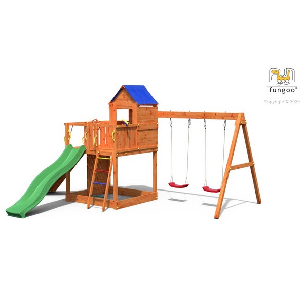 Продукт Fungoo TREEHOUSE - дървена детска площадка с пързалка и люлки - 0 - BG Hlapeta