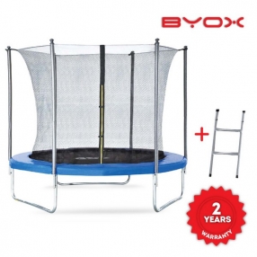 Byox Spring - Детски батут с вътрешна мрежа и стълба (305 см) + дъждобран