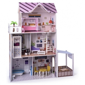 Woodyland Малибу - Дървена къща за кукли с обзавеждане и асансьор