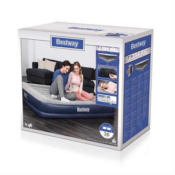 Продукт Bestway Tritech Airbed Queen - Надуваем дюшек с вградена помпа 220 V  203 cm x 193 cm x 36 cm - 0 - BG Hlapeta