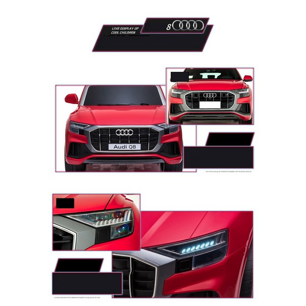 Продукт Акумулаторен джип  Audi Q8 12V с меки гуми с кожена седалка, металик боя  - 0 - BG Hlapeta