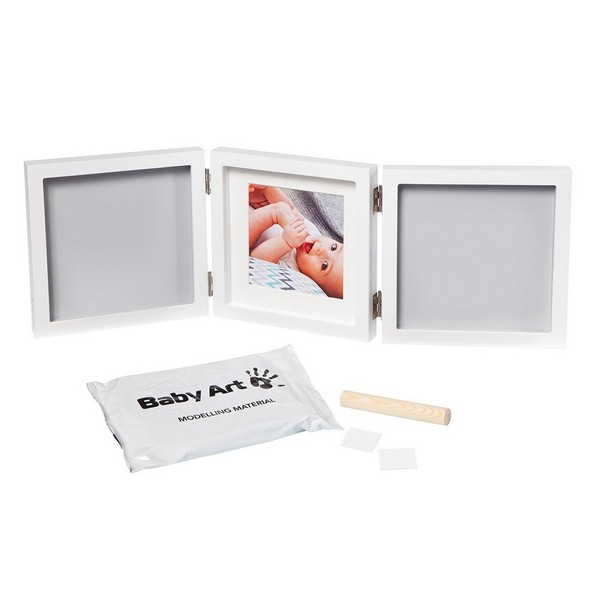 Продукт BABY ART My Baby Style Grey - Бяла рамка за отпечатък за ръчичка и краче + снимка (сиво паспарту) - 0 - BG Hlapeta