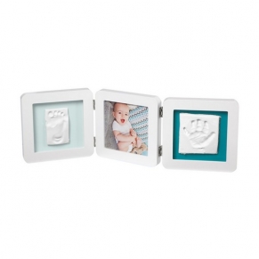 BABY ART My Baby Touch - Рамка за снимка и отпечатък на ръчичка и краче, Бяла (паспарту в 4 цвята)