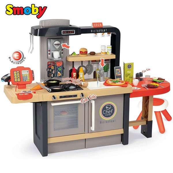 Smoby Chef Corner - Голяма двулицева кухня с ресторант