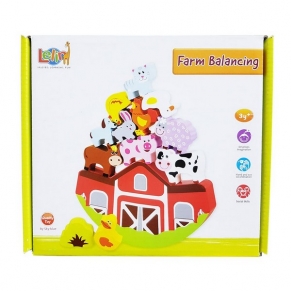Lelin Toys Ферма с животни - Дървена игра за баланс