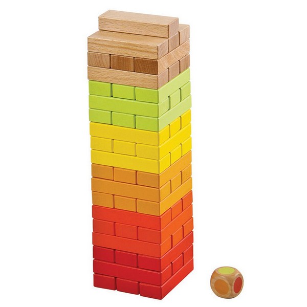 Продукт Lelin Toys Цветна дженга със зарче - Дървена игра за баланс - 0 - BG Hlapeta