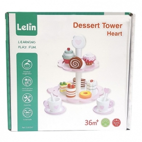 Lelin Toys Сервиз за кафе за двама, с поднос за сладки - Комплект за игра