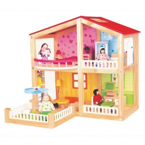 Lelin Toys Фантазия - Дървена двуетажна къща за кукли