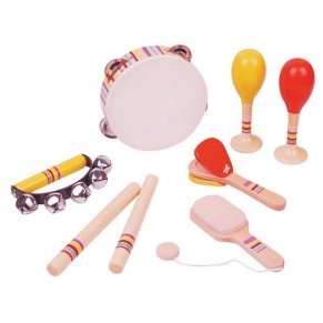 Lelin Toys - Комплект дървени музикални инструменти 8 броя