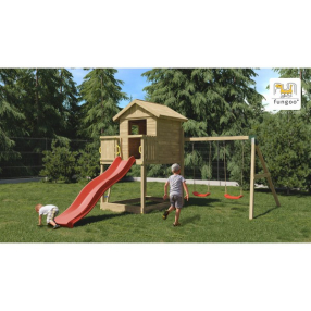 Fungoo GALAXY S  - дървена детска площадка с пързалка и 2 люлки