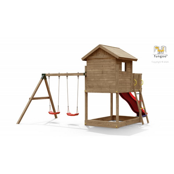 Продукт Fungoo GALAXY S  - дървена детска площадка с пързалка и 2 люлки - 0 - BG Hlapeta