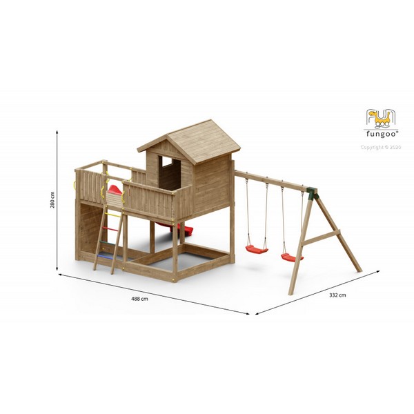 Продукт Fungoo GALAXY L - дървена детска площадка с пързалка и 2 люлки - 0 - BG Hlapeta