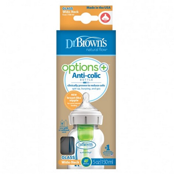 Продукт Dr.Brown's Wide-Neck Options+ - Стъклено шише 150 ml. - 0 - BG Hlapeta