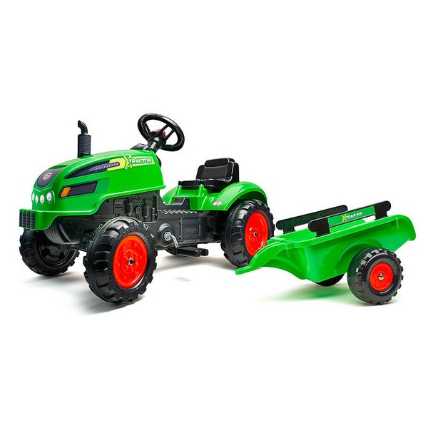 Продукт Falk - Детски трактор с ремарке, отварящ се капак и педали - зелен - 0 - BG Hlapeta