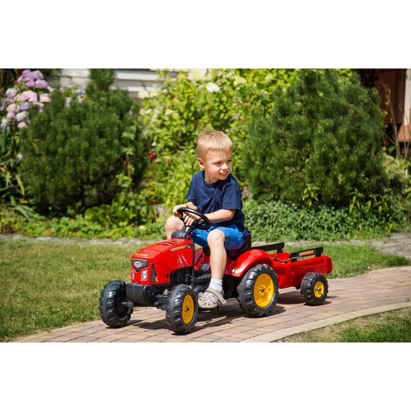 Продукт Falk - Детски трактор с ремарке, отварящ се капак и педали - червен - 0 - BG Hlapeta