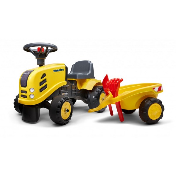 Продукт Falk Komatsu - Бебешки трактор с ремарке , гребло и лопатка – жълт - 0 - BG Hlapeta
