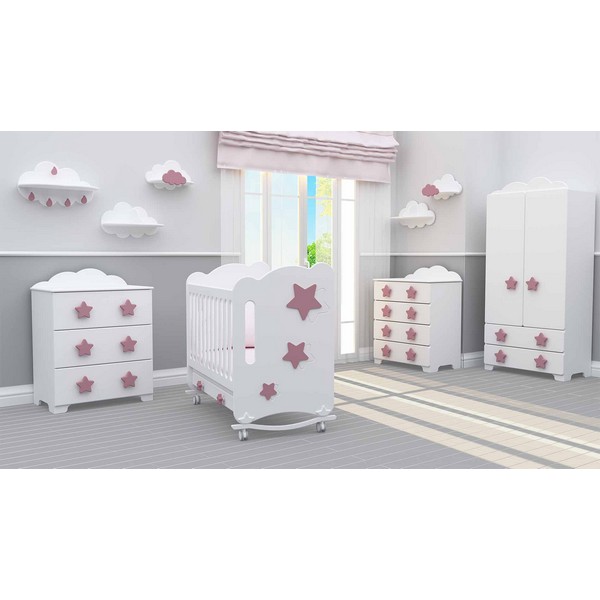 Продукт Bambino Casa Stelle Grandi Felici Rosa - Комод Розов - 0 - BG Hlapeta