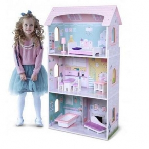 Moni Toys Anna - Дървена къща за кукли с обзавеждане