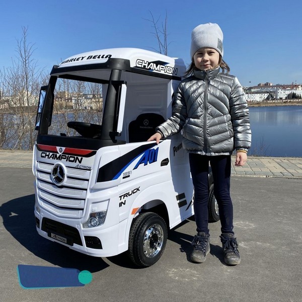 Продукт Акумулаторен камион Mercedes ACTROS Licensed 4X4 с ремарке 2X12V батерия, с меки гуми и кожена седалка - 0 - BG Hlapeta