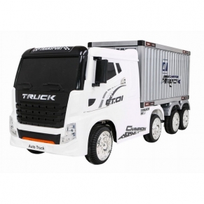 Акумулаторен камион с ремарке-контейнер 4X4,12V с меки гуми с кожена седалка